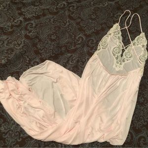 Pale pink vintage (80s)  lingerie maxi with lace front low back